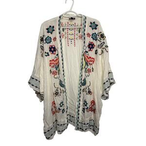 Curations floral embroidered duster cardigan womens M/L bohemian cottagecore